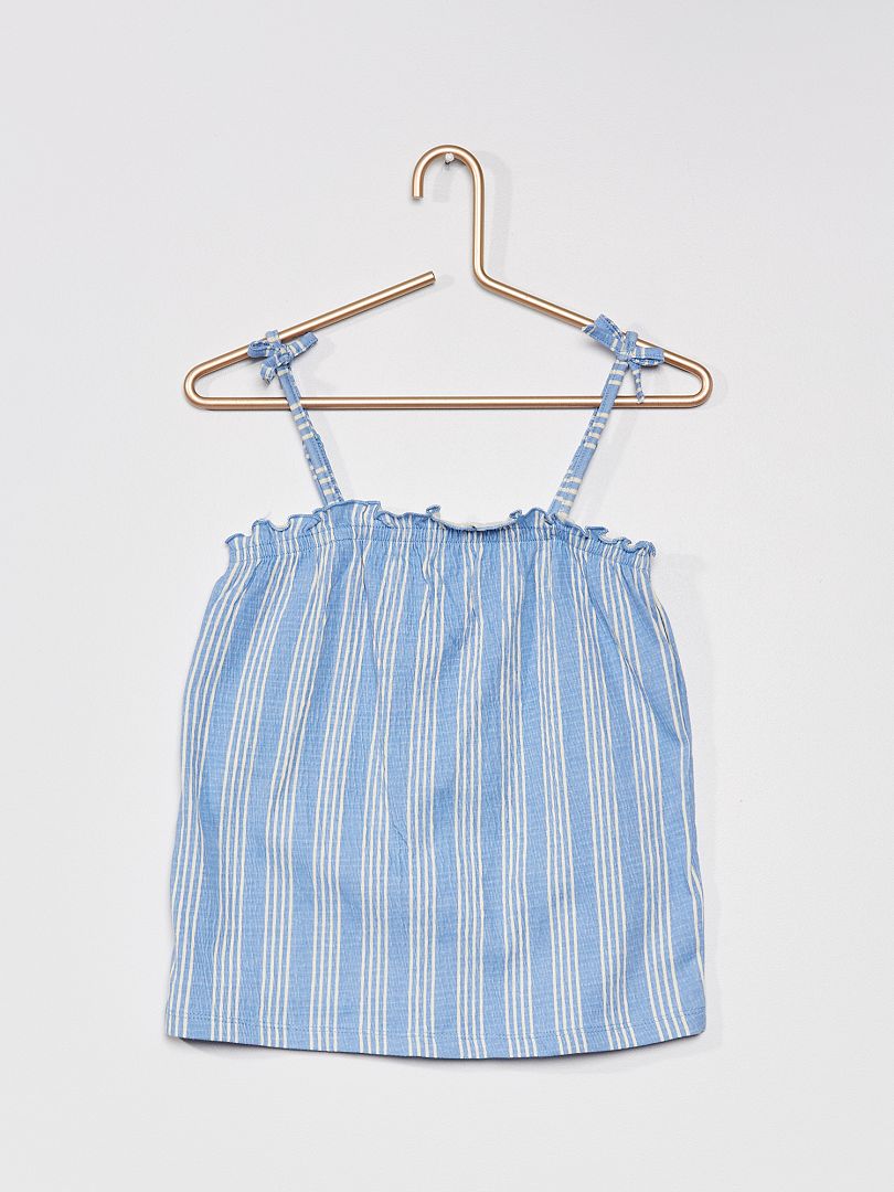 Gebreide tanktop met reliëf - BLAUW