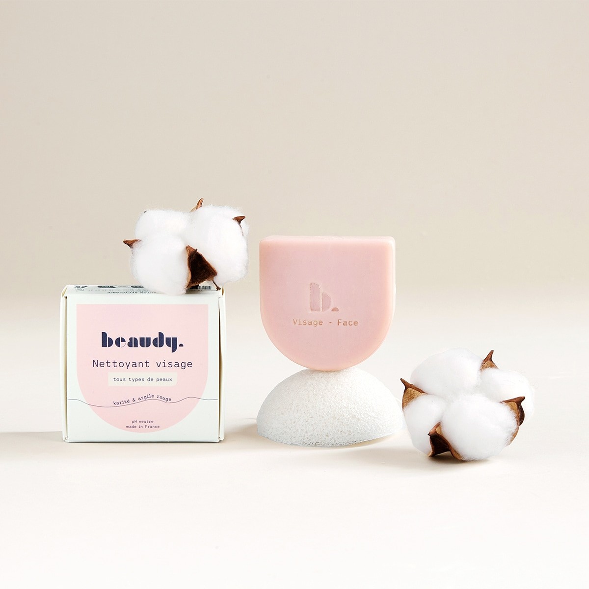 Beaudy Nettoyant Visage Solide - Beurre de Karité & Argile Rouge