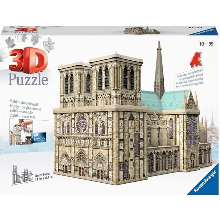 Rompecabezas 3D - Ravensburger - Notre-Dame de Paris - Paisaje y Naturaleza - 250-400 piezas - A partir de 12 años