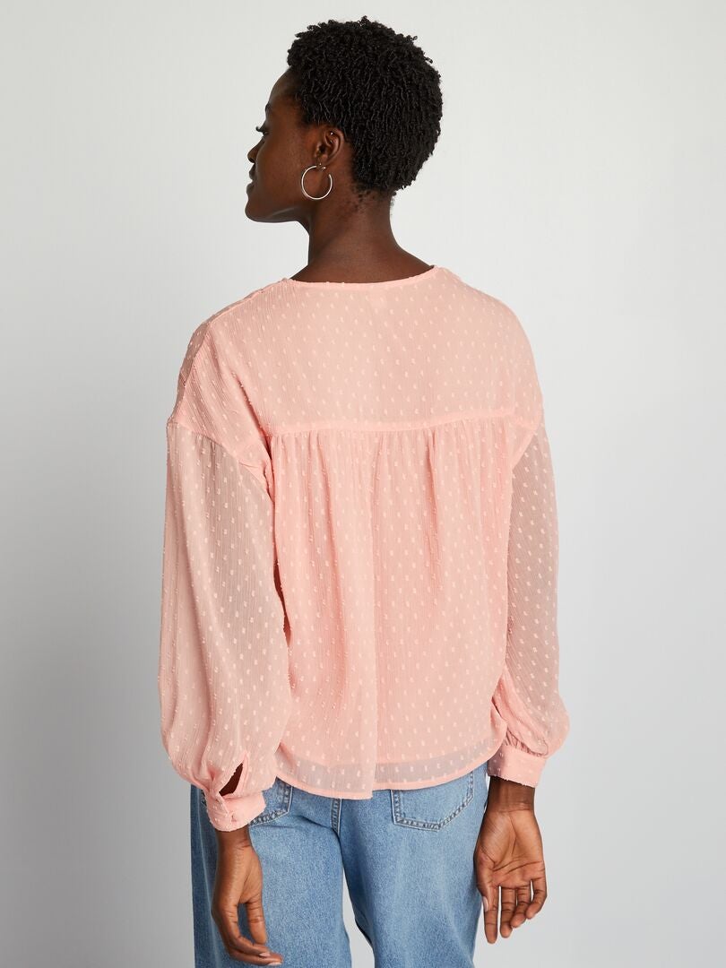 Blusa in voile con plumetis - ROSA