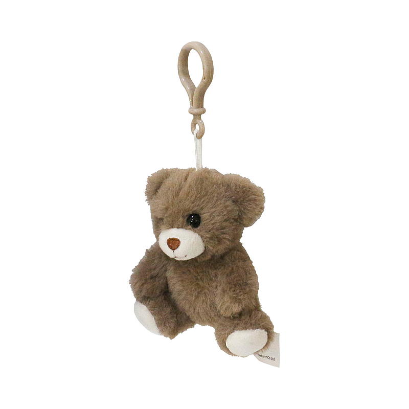 Mini oso de peluche FunToys con clip, color marrón.