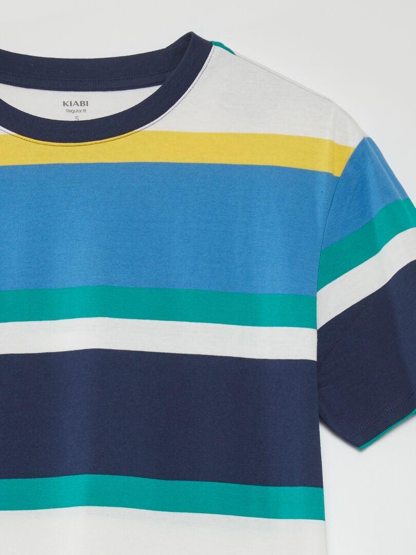 T-shirt met brede strepen - BLAUW