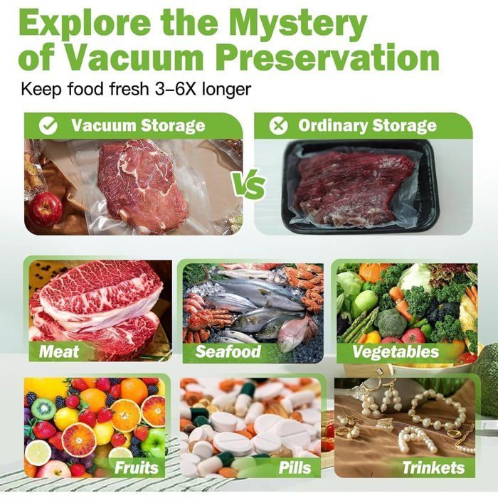 Sac Sous Vide Alimentaire, 10 Rouleaux 15X4/20X4/30X2/X300Cm Film Sous Vide Alimentaire, Approuvé Par La Fda, Lfgb, Rouleau[MA248]