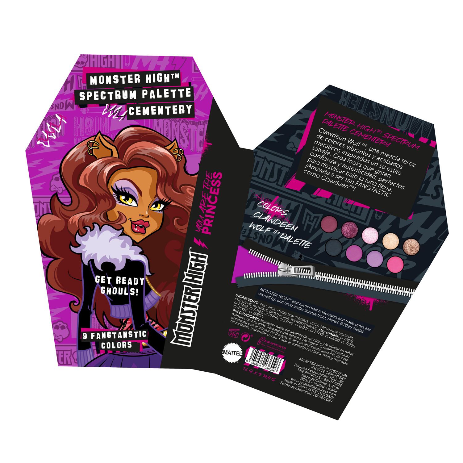 Monster High™ Spectrum Palette Clawdeen™ Wolf acu ēnu palete Acu ēnu paletes un grims