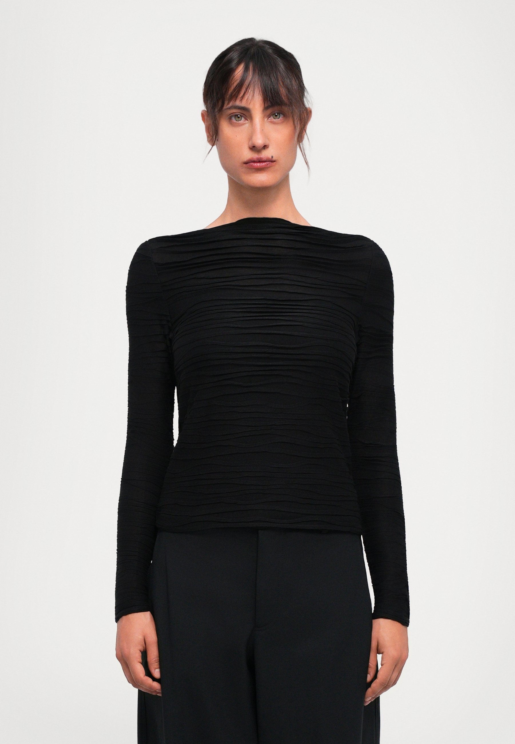 Proenza Schouler White Label PALOMA TEXTURÉ - Haut à manches longues - noir