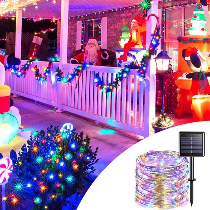 Solarbetriebene Lichterkette für den Außenbereich, 300/200 LEDs, wasserdichter Kupferdraht, für Garten, Terrasse, Baum, Weihnachtsfeier, 8 Modi