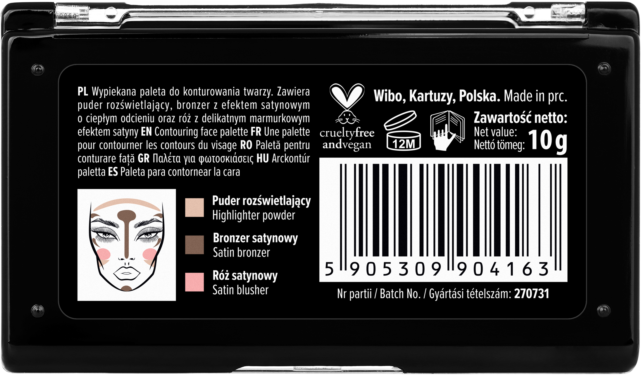 3 soļu sejas konturēšanas palete Sejas konturēšana