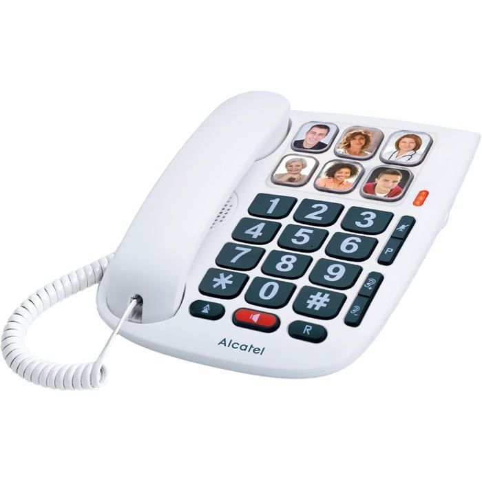 Téléphone fixe filaire senior - SVATV - Grandes touches - Mains libres - Indicateur lumineux d'appel