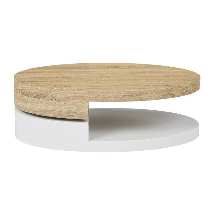 Salontafel met draaibaar blad - MDF - Naturel en wit - VITALY