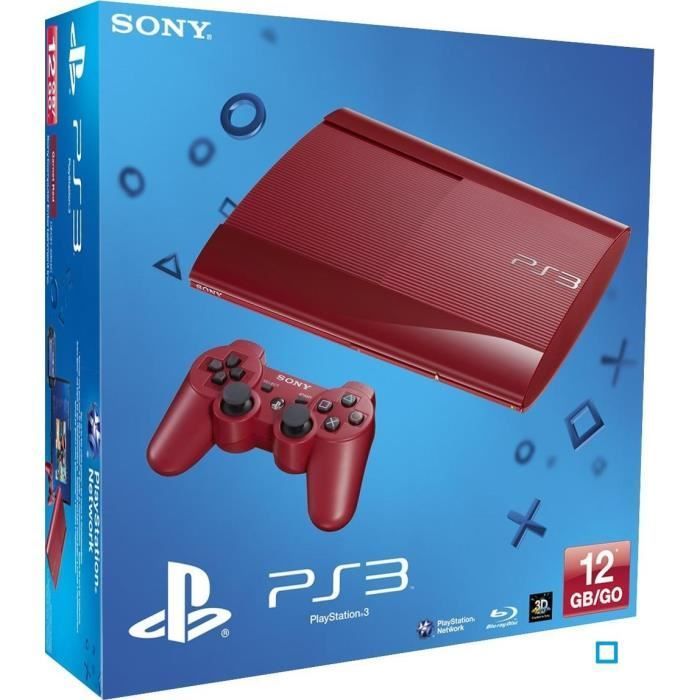 Consola doméstica - Sony - PS3 Ultra Slim Roja - 12 GB - Diseño y características ligeras