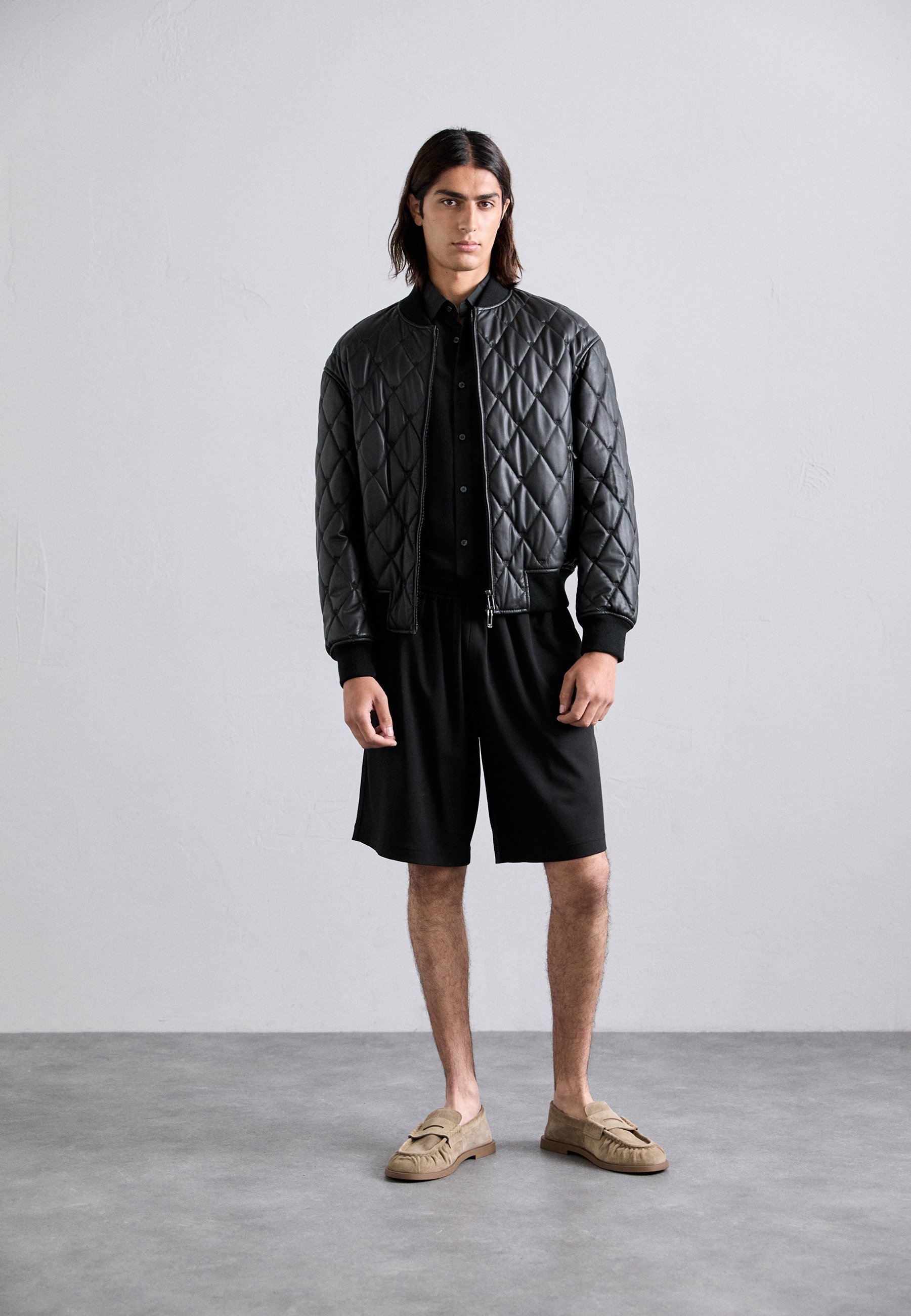 Emporio Armani BLOUSONJACKET - Leren jas - zwarte schoonheid