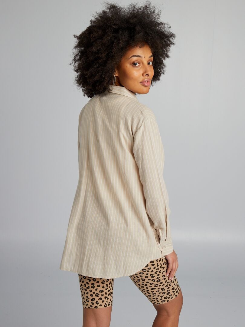 Gestreept zwangerschapsshirt - BEIGE