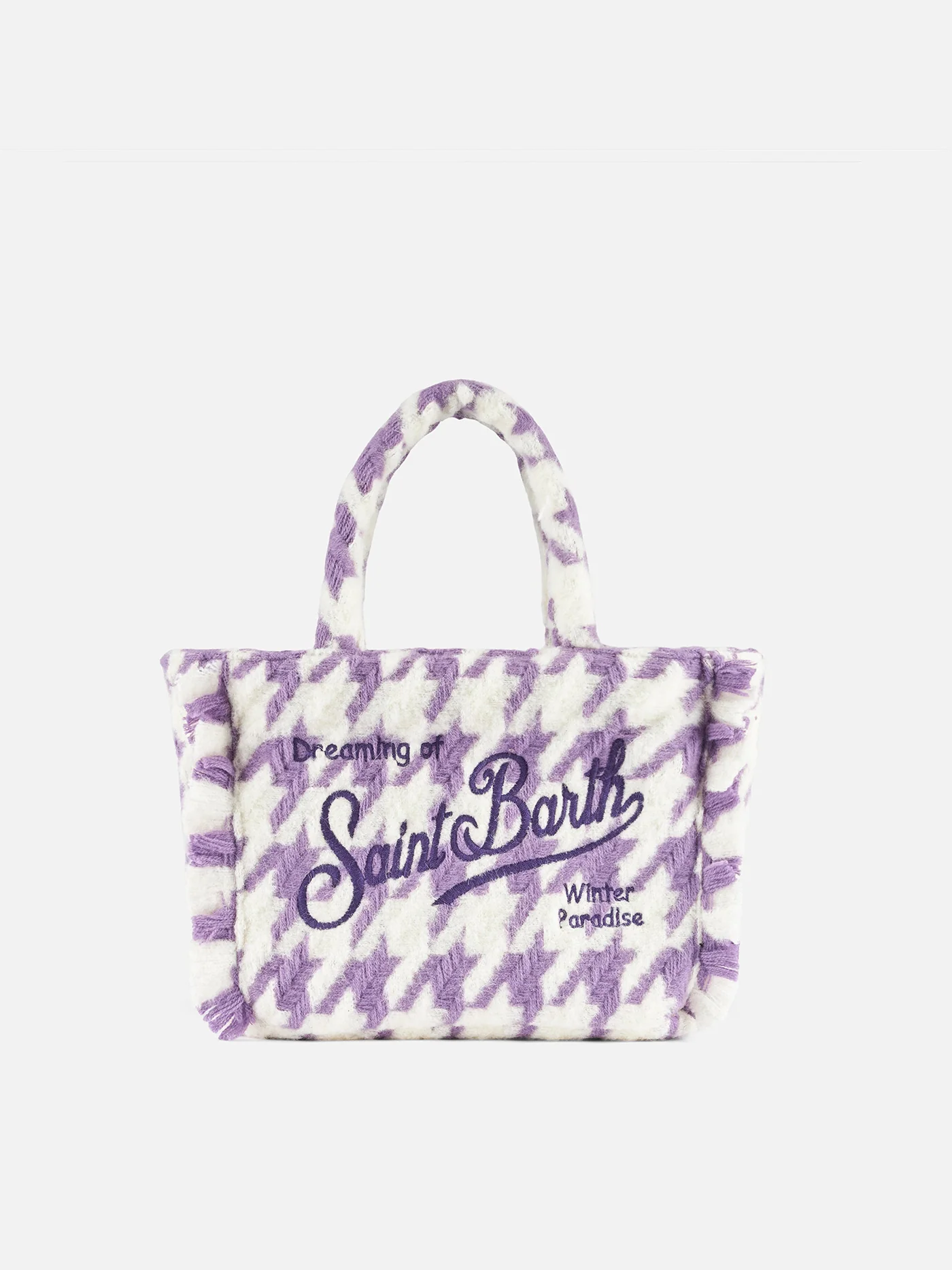 Wooly Colette handtas met franjes en pied-de-poulepatroon