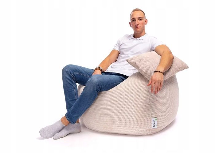 Sillón tipo puf Ecopuf - Sillón, sofá, cojín de suelo, puf para interior/exterior - Beige claro