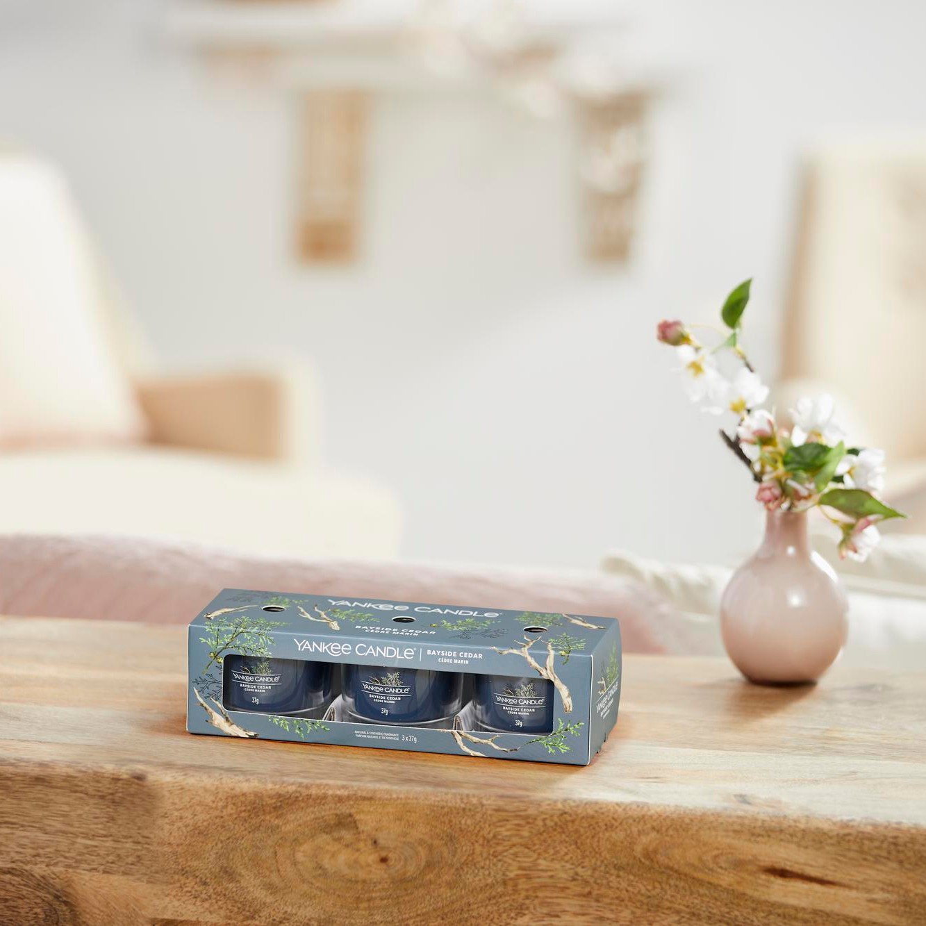YANKEE CANDLE Coffret 3 Votives en Verre Cèdre Marin