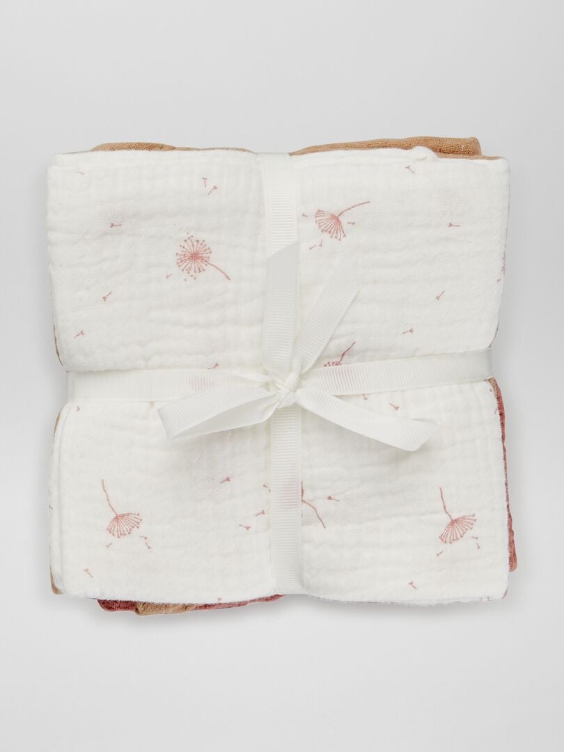 Set van 3 katoenen gaasdekens - ROZE
