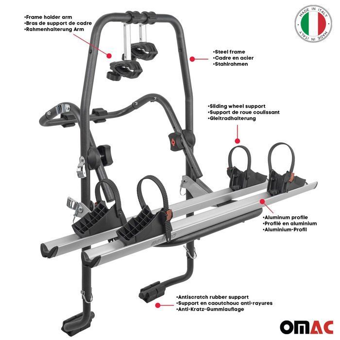 Portabicicletas trasero MENABO para Peugeot 2008 2013-2020 (2 bicicletas)