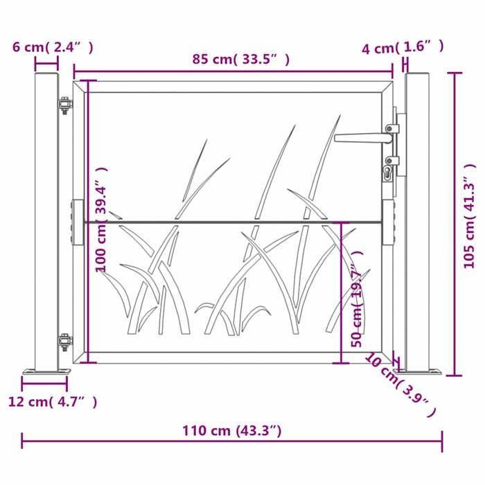 vidaXL Garden Gate, Patio Gate, Security Barrier, Outdoor Gate, Anthracite 105x105 cm Steel 153173