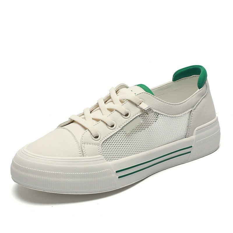 Sneakers da donna 2021 Estate Nuove Scarpe piatte in mesh bianche da ragazza Mocassini con lacci Scarpe casual da studentessa da donna