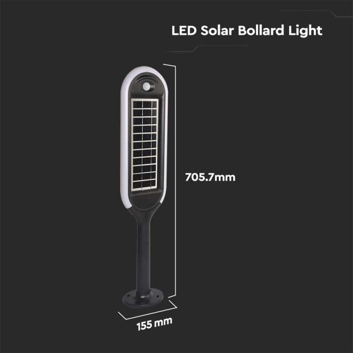 V-TAC 6666 VT-945 Lampadaire d'extérieur solaire avec détecteur de mouvements LED 5.00 W blanc, noir