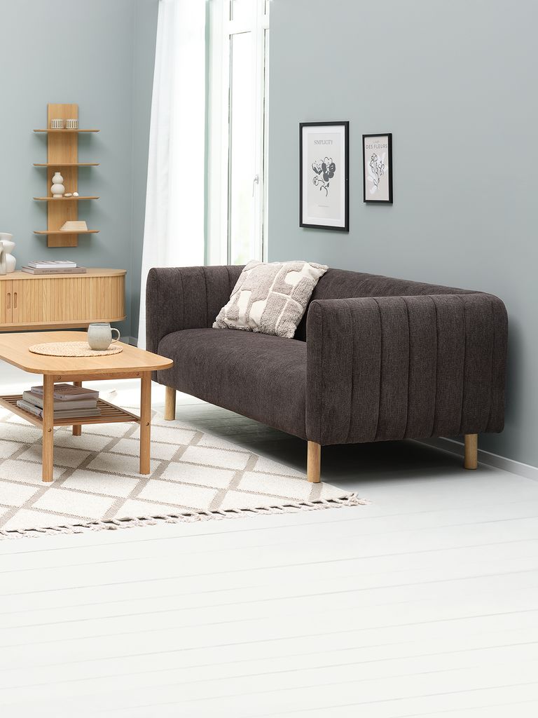 MAGLEBY MAGLEBY Sofa s 2,5 sjedišta, tamnosmeđa tkanina/boja hrasta