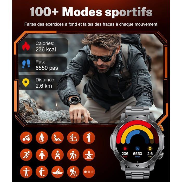 Montre Connectée Homme Avec 1000Mah Batterie 1,75