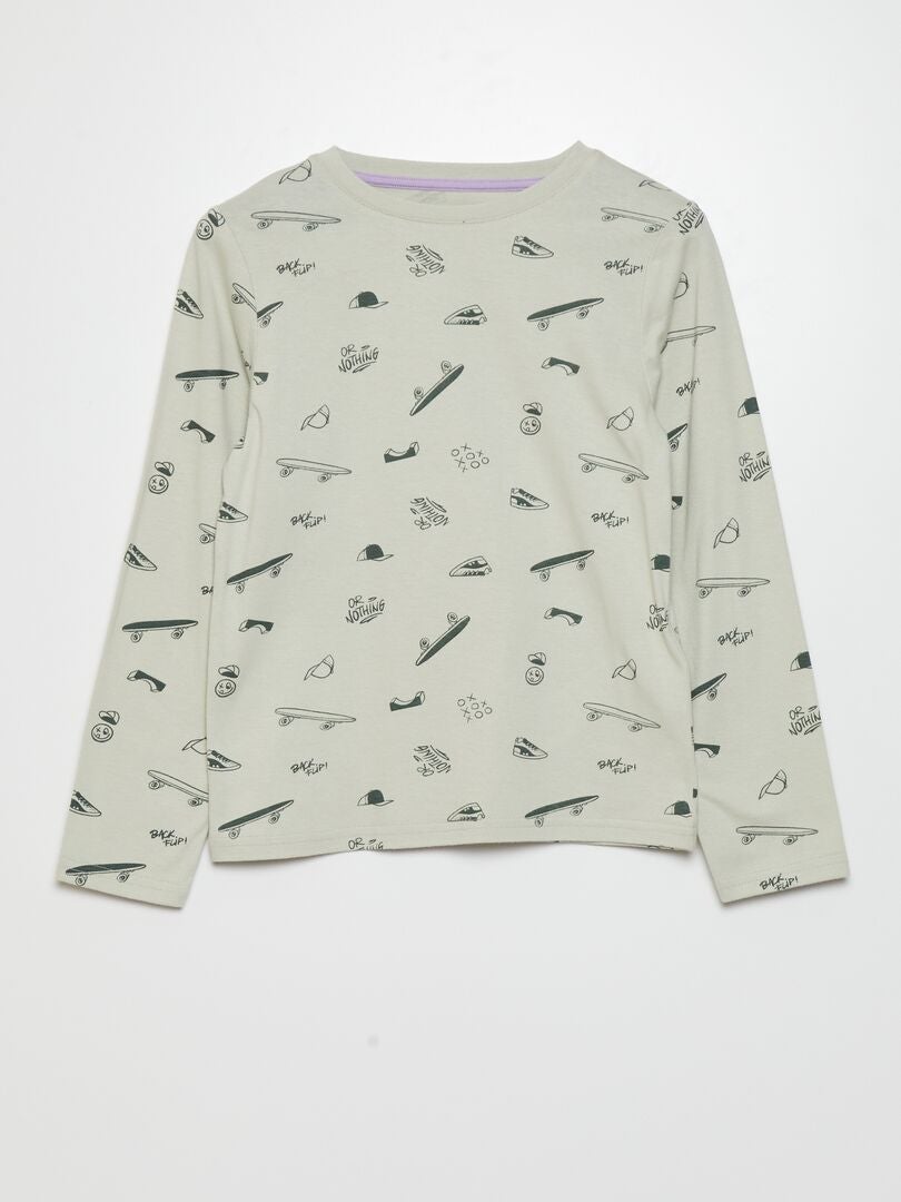 Långärmad t-shirt i jersey-modell med 3 stycken - LILA