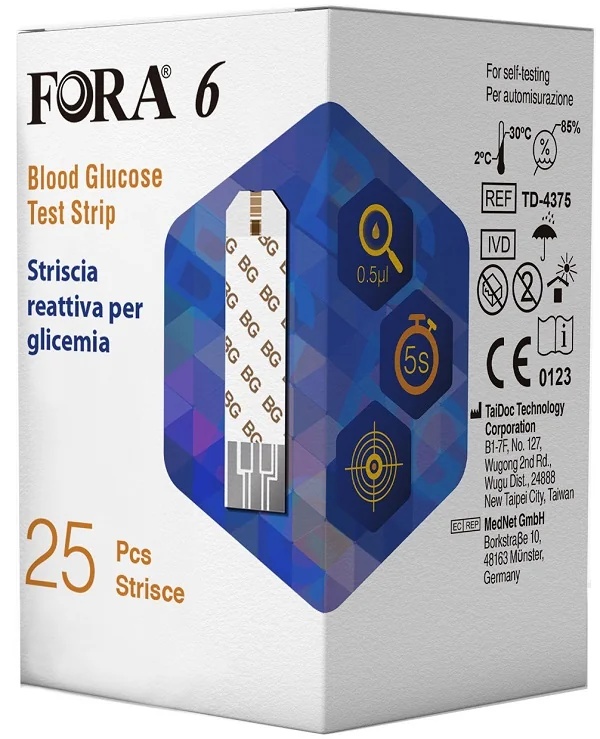 Tiras de glicose FORA Fora6, 25 unidades