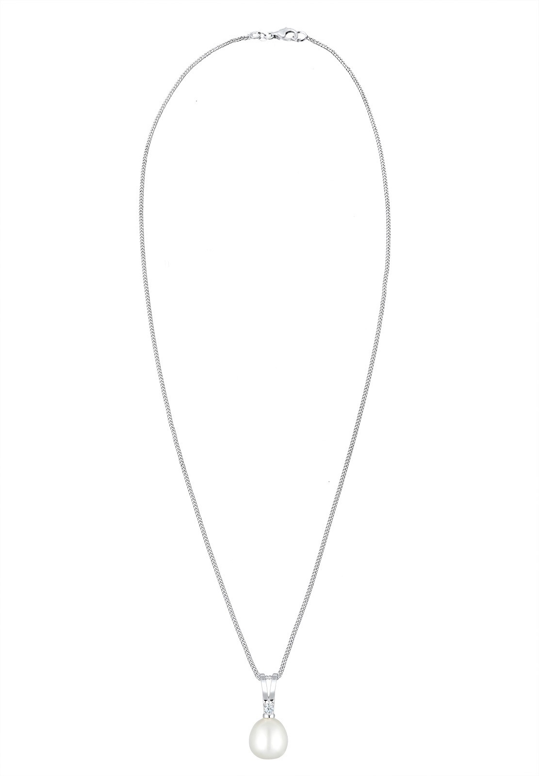 Elli DIAMONDS Femme Pendentif Perle de Culture d'Eau Douce Diamant (0,03ct) (925/1000) Argent