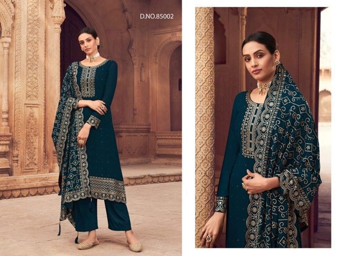 Salwar Kameez Bleu Vert Nitya churidar robe indienne bollywood anarkali mariage brode dore