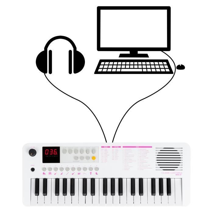 Classic Cantabile MINI-37 Piano keyboard white-pink