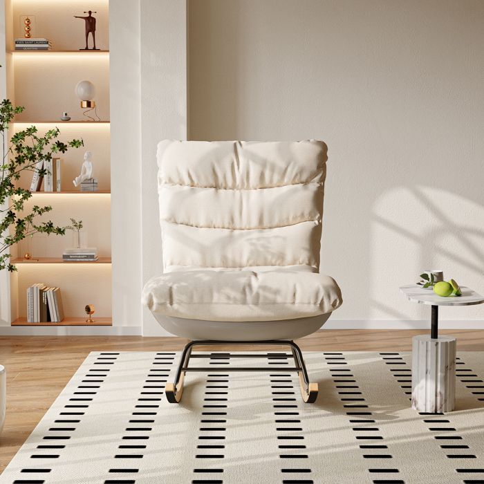 Fauteuil à Bascule - LUMINARIX - Beige - Dossier réglable - Coussin épais - Design scandinave