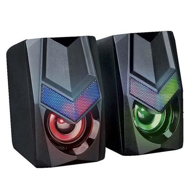 Enceintes lumineuses Gamer - BEMIX - Filaire - Prise jack 3.5 mm - 6W - Couleurs changeantes