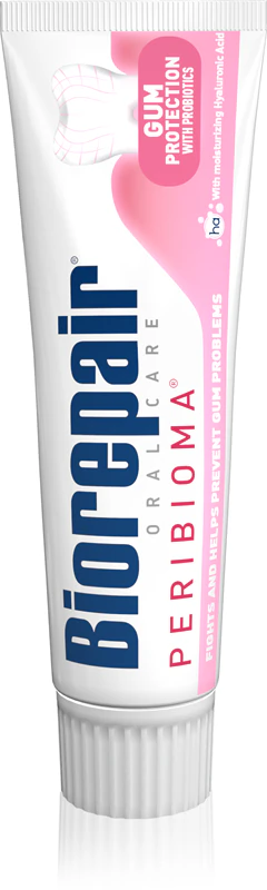 Biorepair Gum Protection Tandpasta is een verzachtende tandpasta die de regeneratie van geïrriteerd tandvlees ondersteunt.