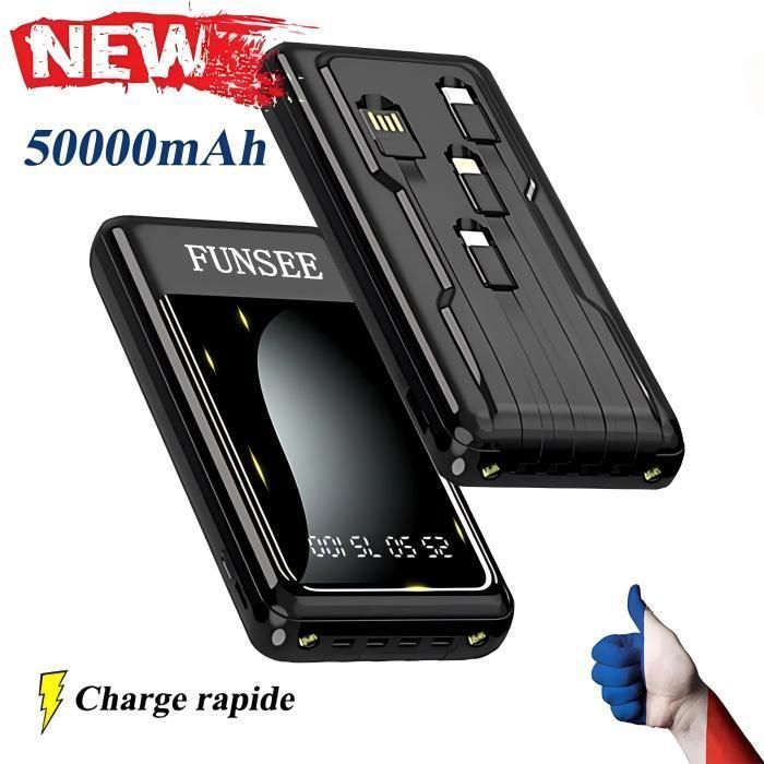 FUNSEE® Mini Power Bank Portátil de 50000mAh com 4 Portas USB para Android, iPhone e todos os outros celulares