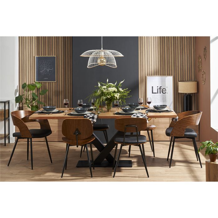 Miliboo - Sedie TOBIAS in legno di noce scuro e metallo nero (set da 2)