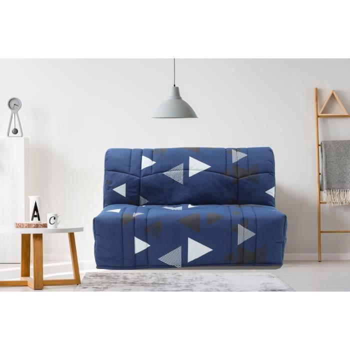 Sofá cama DREAM BZ - Tela 100% algodón color azul bikini - Superficie para dormir 140x190 cm - Ancho 145 x Profundidad 100 x Alto 90 cm
