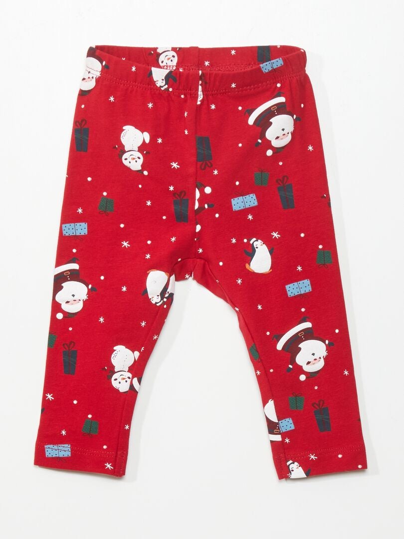 Jersey legging met patroondetails - ROOD