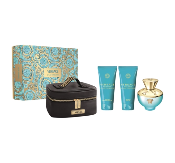 Versace Dylan Turquoise Pour Femme woda toaletowa spray 100 ml   żel do ciała 100 ml   żel pod prysznic 100 ml   kosmetyczka