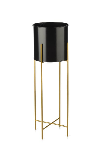 Kwietnik nowoczesny z wkładem 75 cm czarno złoty GLAM