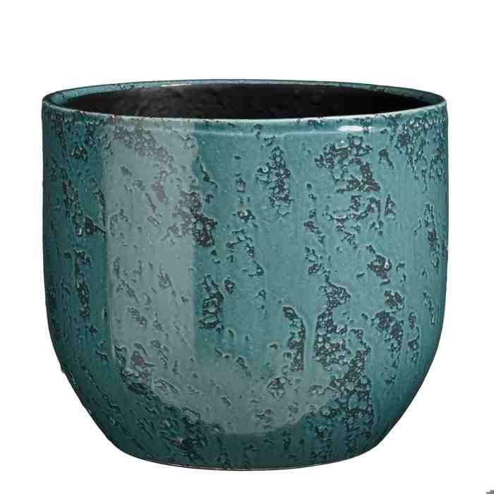 Mica Decorations Sandro Bloempot - 29x29x25 cm - Keramiek - Petrol