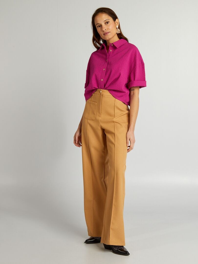 Kort shirt met verlaagde schouders - ROZE