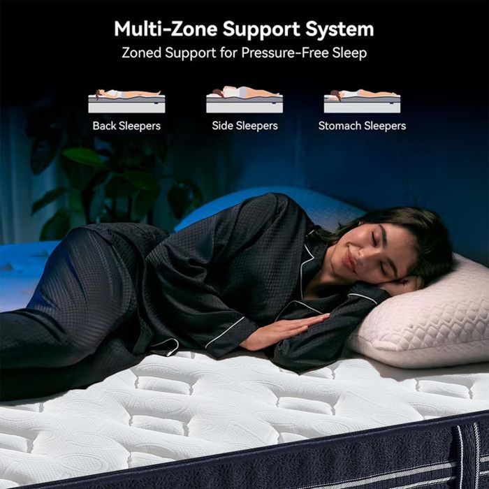 Colchón premium de 140x190 cm y 28 cm de grosor - Espuma HR + Espuma viscoelástica + Látex azul - Firmeza firme - Alta densidad, 7 zonas