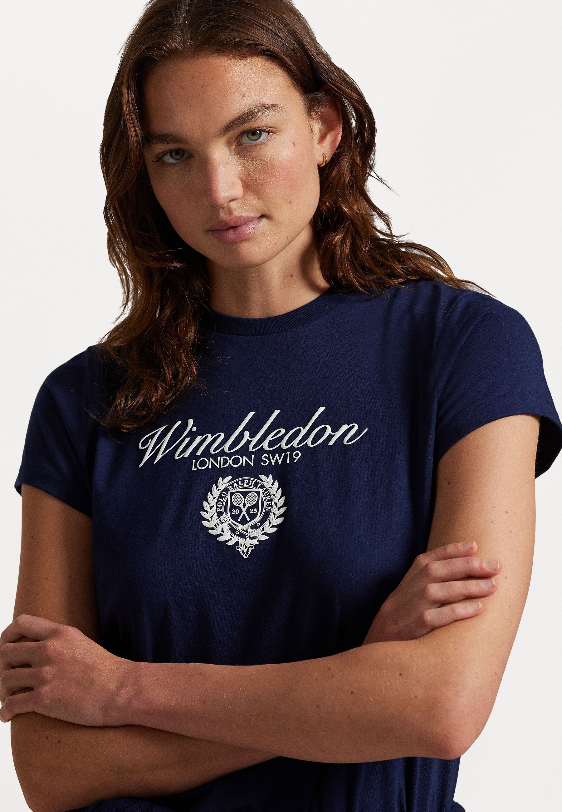 Polo Ralph Lauren WIMBLEDON CREST T-SHIRT IN JERSEY DI COTONE - T-shirt stampata - blu navy raffinato