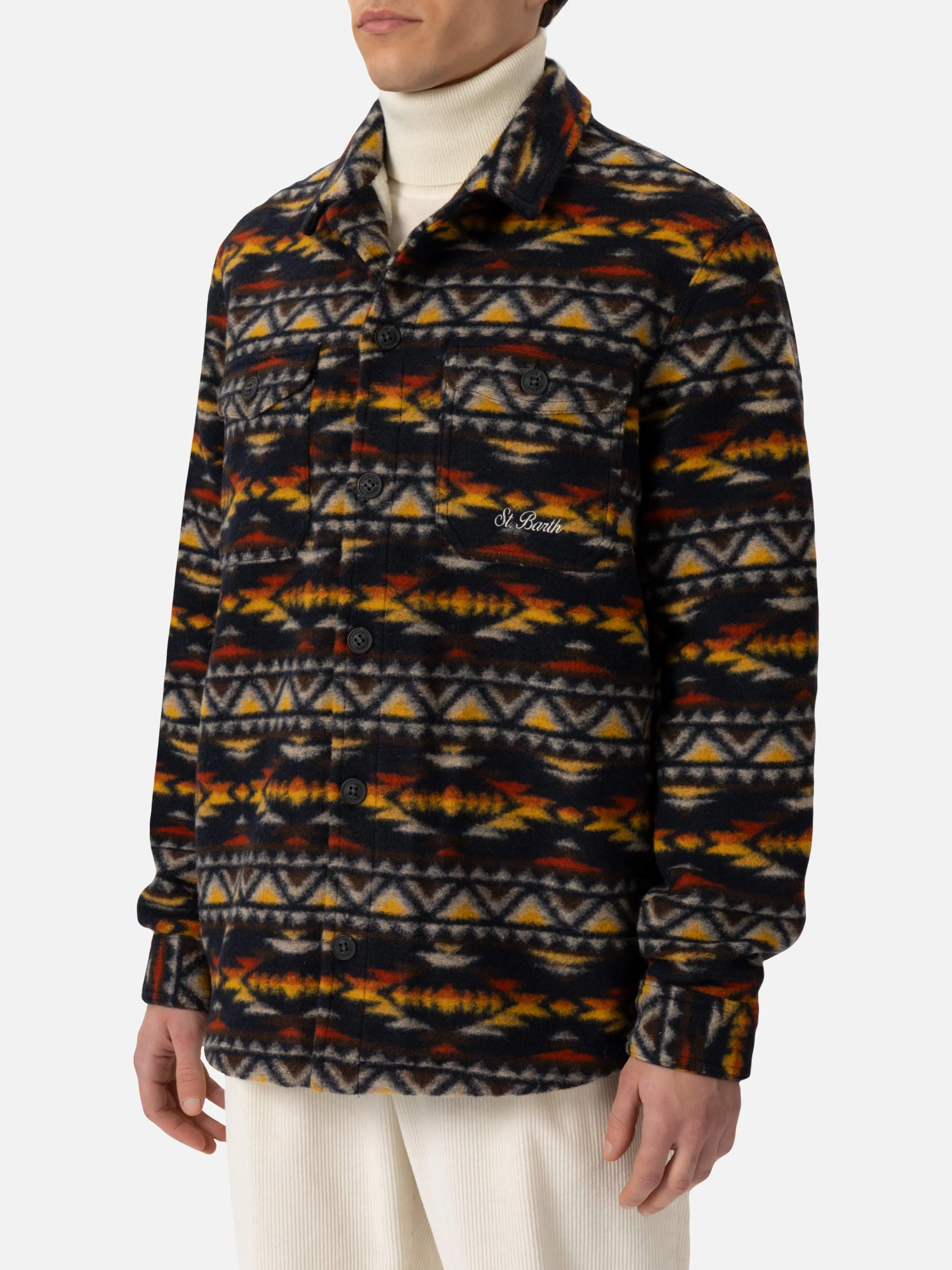 Sobrecamisa de mezcla de lana para hombre Landeck con estampado a cuadros Na