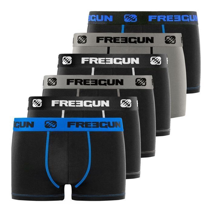 Freegun Men's Boxer Shorts - Black (Pack of 6)