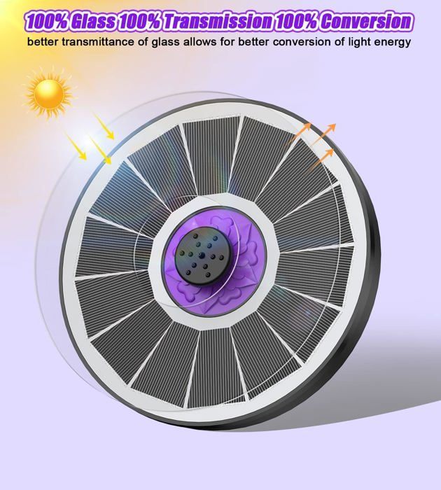 Fuente solar mejorada de 2025, bomba solar flotante para exteriores de 3,5 W para estanques con 8 boquillas para bebederos de pájaros.