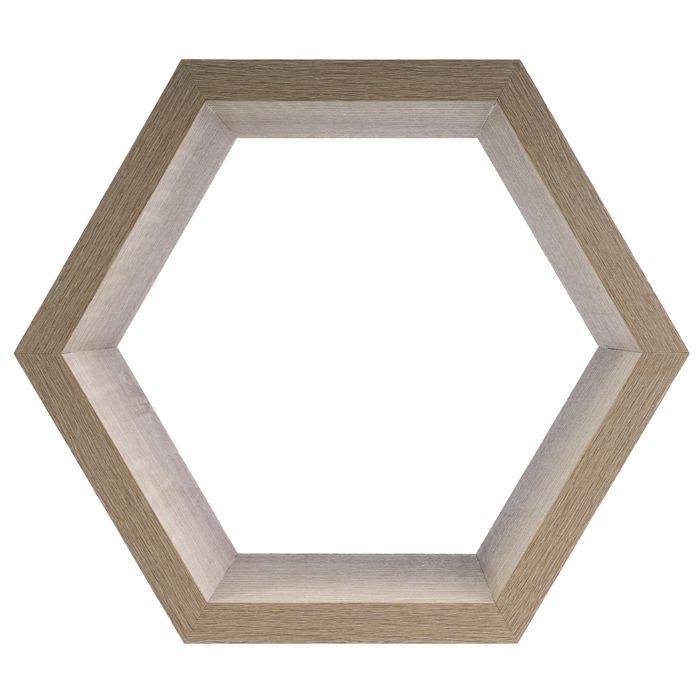 Étagère murale Hexagone Chêne de Domax – tablette murale décorative en forme hexagonale, aspect chêne FSC®