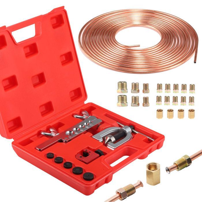 Kit D'Outils Pour éLargir Les Conduites De Frein, Ligne Frein en Acier 7.62 M, DiamèTre 4,75 Mm, Avec 16 Raccords + 4 Connecteurs