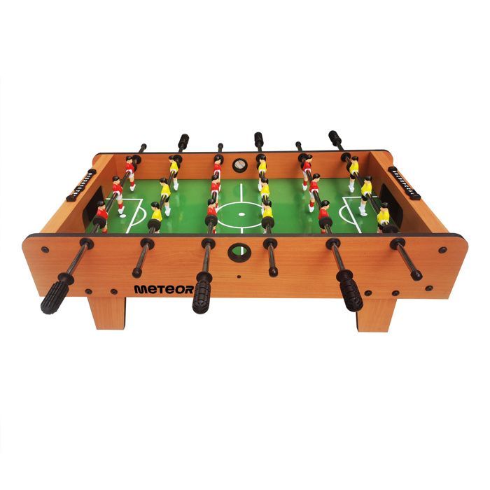 Mesa de pebolim Mini METEOR - Compacta e resistente - Pegas ergonômicas - 80 x 48 cm - Amarela/Vermelha